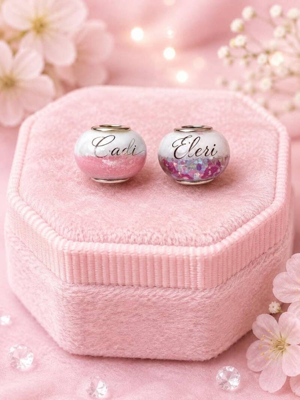 Pandora Style Breastmilk with Name Bracelet Bead