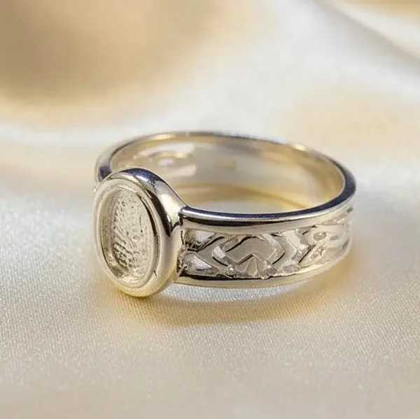 Sterling Silver Celtic Full Band Memorial Ashes Ring