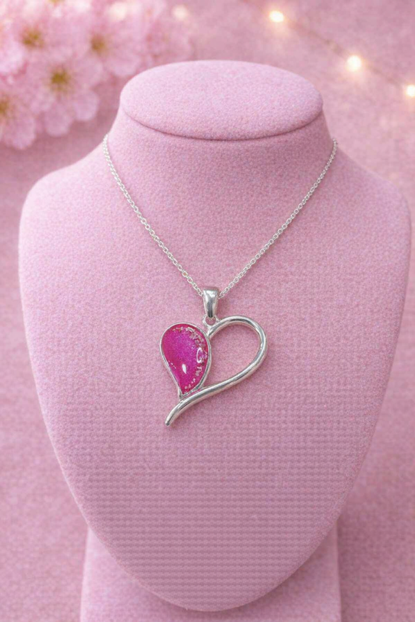 Sterling Silver Love Heart Memorial Pendant Necklace