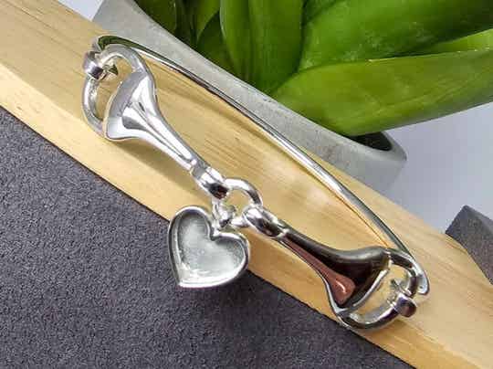 Horse bit and charm hook and clasp bangle