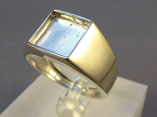 Gent Sterling Silver Seal Ring With A Solid Back Top 10mm Square