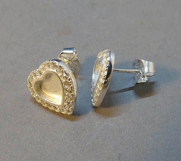 Sterling Silver Heart Earrings with Cubic Zirconia