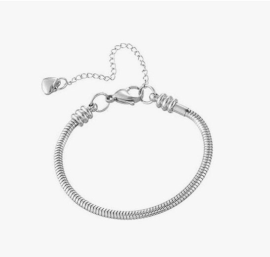Stainless Steel/ Sterling Silver Snake Chain Bracelet For Memorial Charms