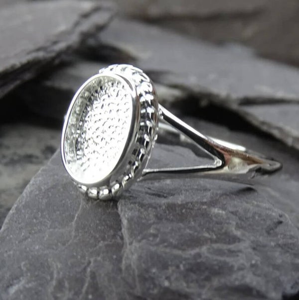 Sterling Silver Rope Edge Memorial Ring
