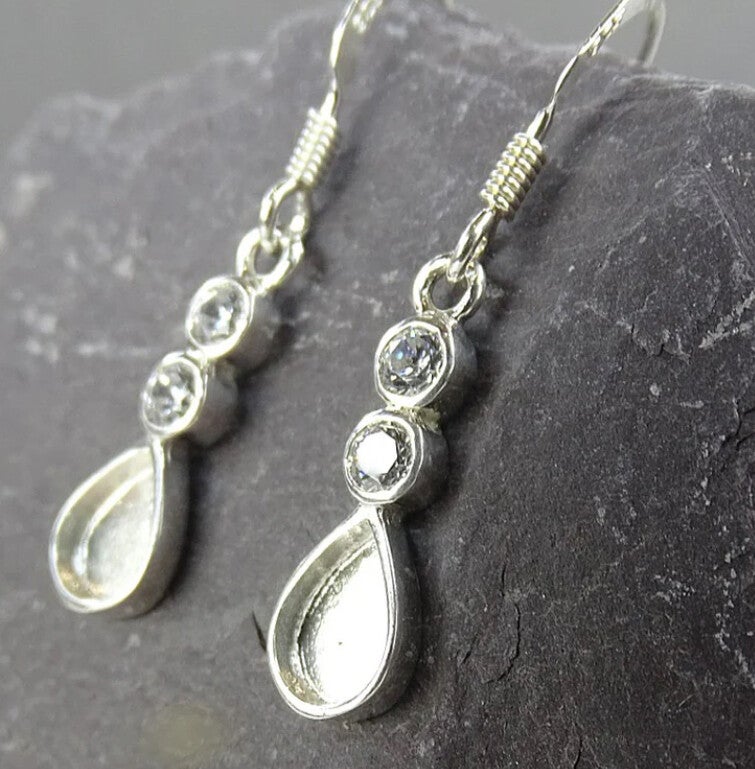 Crystal Teardrop Cubic Zirconia Memorial Earrings