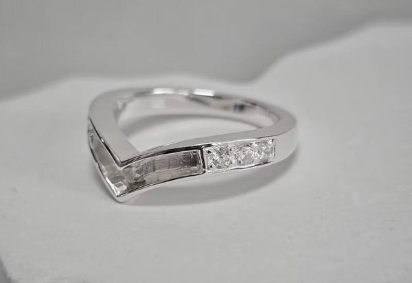 Wishbone  Memorial Ring with Cubic Zirconia