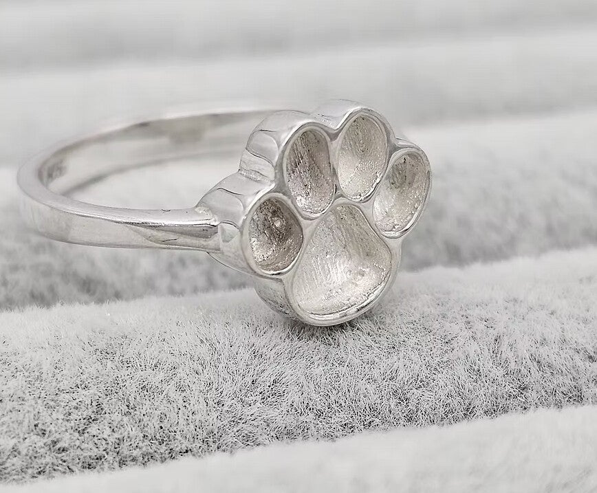 Sterling Silver Paw Memorial Ring