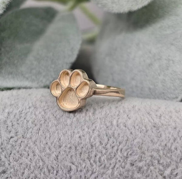 9K Gold  Paw Memorial Ring
