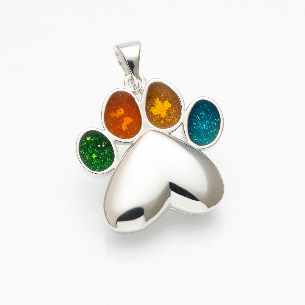 Sterling Silver Paw Print Pet Memorial Locket