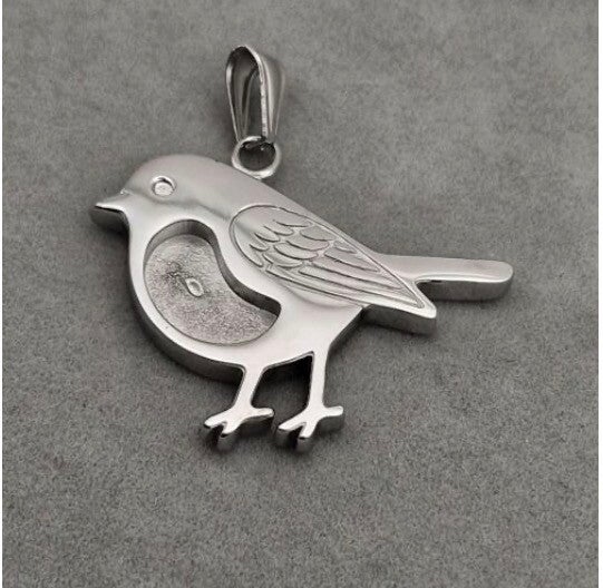 Stainless Steel Robin Ashes Memory Pendant