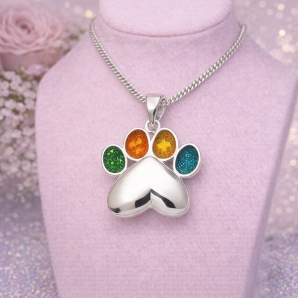 Sterling Silver Paw Print Pet Memorial Locket