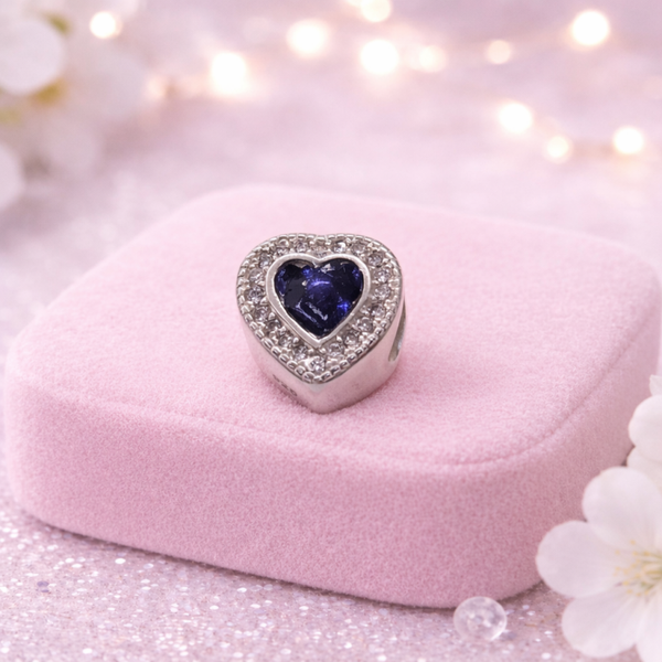 Sterling Silver Heart Cubic Zirconia Bracelet Memorial Charm