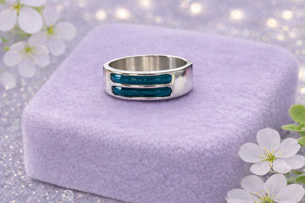 Sterling Silver Men’s Double Channel Ashes Memorial Ring