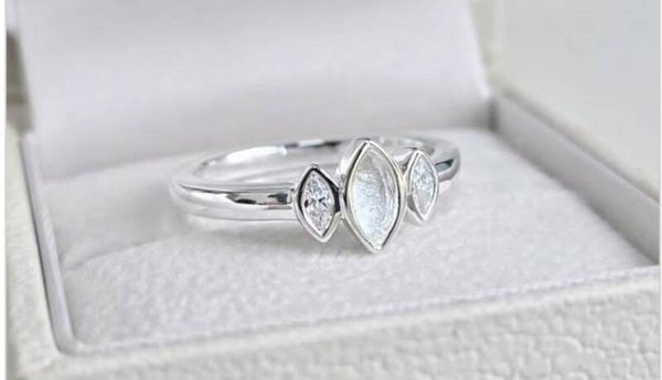 Trio Almond Silver Memorial Ashes Ring