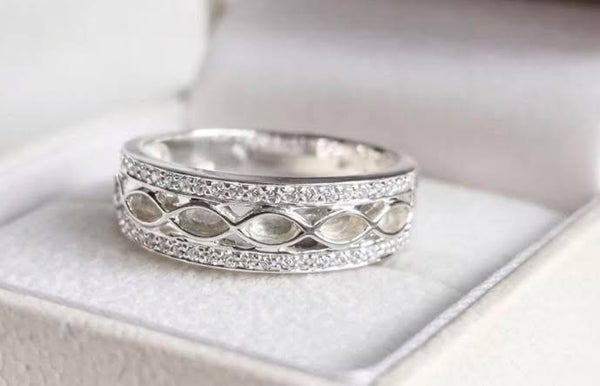 Almond Eye Ladies Ashes Memorial Ring with Cubic Zirconia