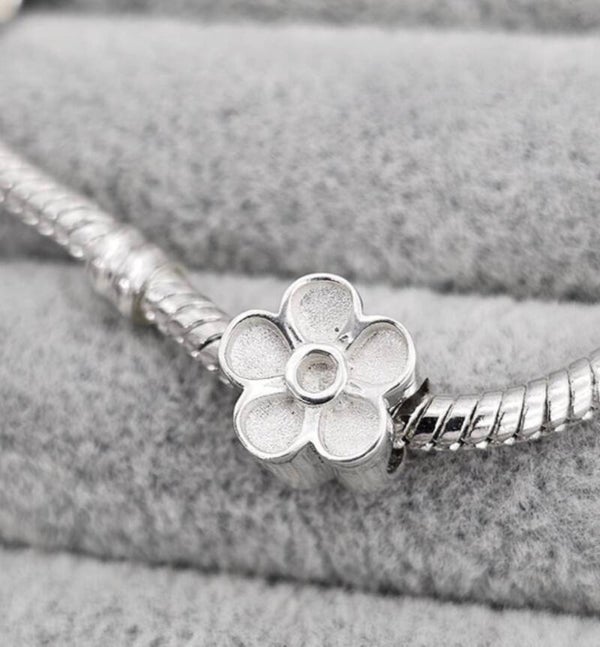Forget-Me-Not Flower Memorial Bracelet Charm -Will fit Pandora