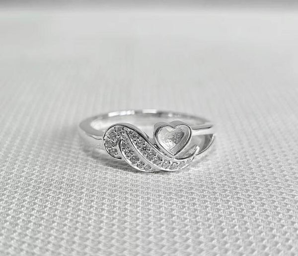Sterling Silver Wing Memorial Ring with Cubic Zirconia
