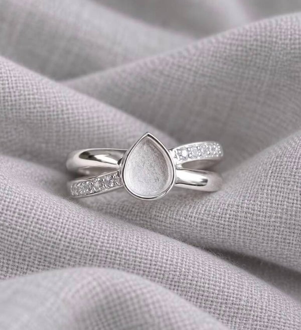 Sterling Silver Pear Infinity Zirconia  Ashes Memorial Ring