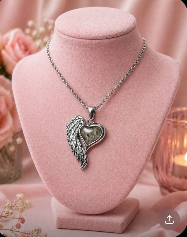 Stainless Steel  Angel Wings Memorial Pendant Necklace