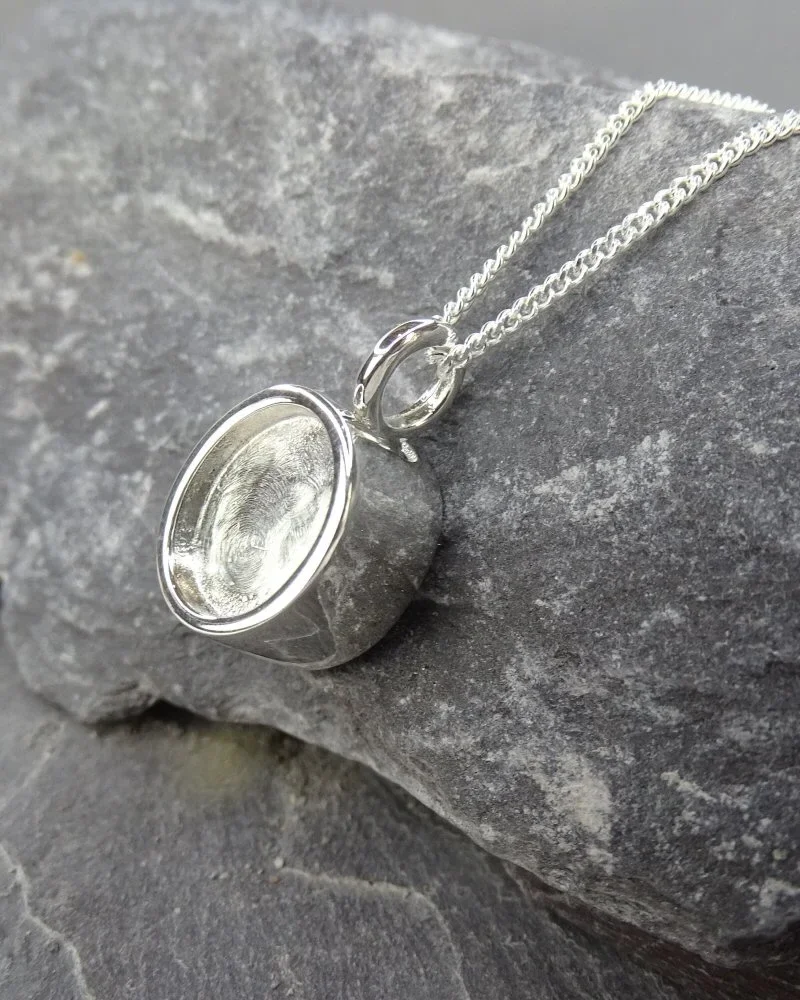 Solid Silver Self‑Fill Ashes Button Pendant