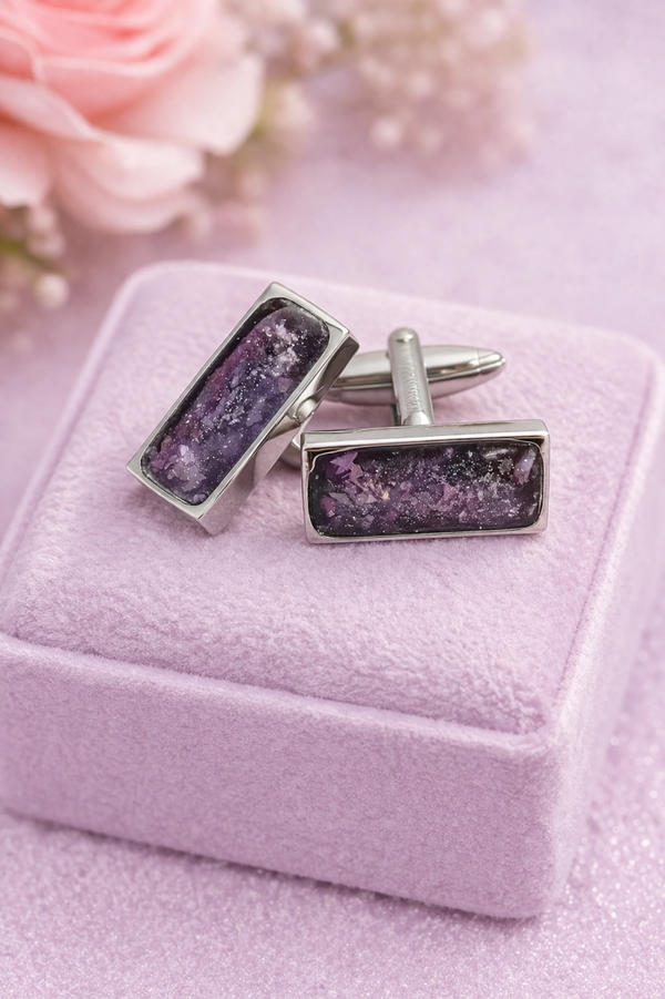 Stainless Steel Rectangular Ashes Memorial Cufflinks