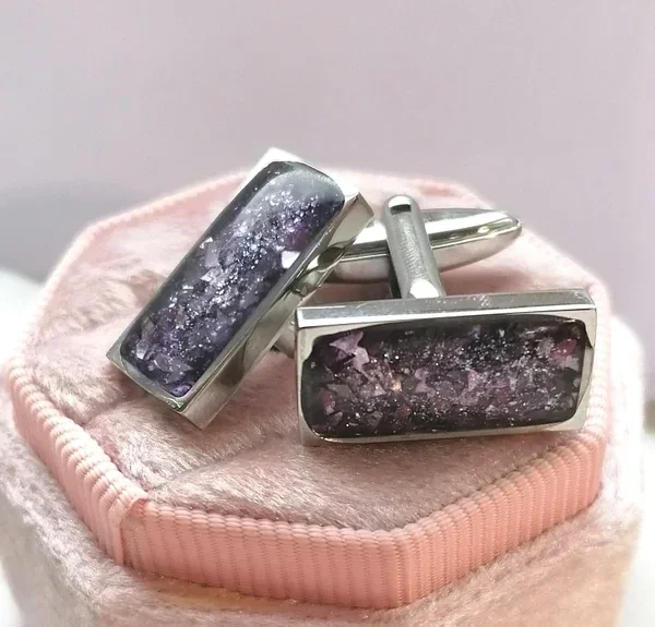 Stainless Steel Rectangular Ashes Memorial Cufflinks