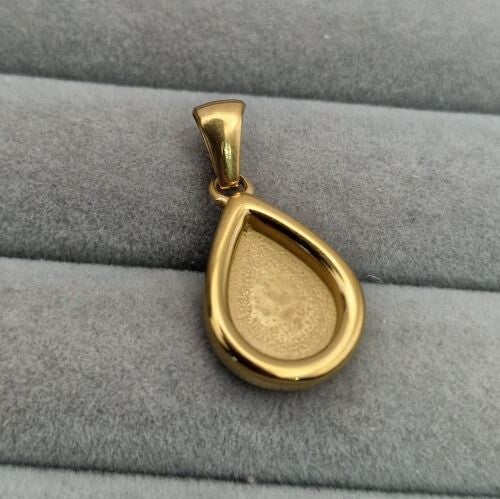 Stainless Steel Mini Teardrop 18ct PVD Gold Ashes Memorial Pendant Necklace