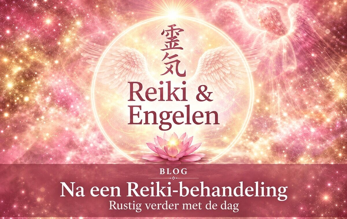 Rustig afronden na Reiki, geïllustreerd in blauwgroene tinten
