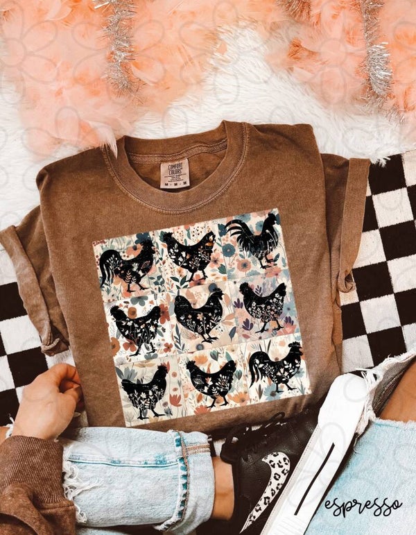 Chicken and Rooster Coquette Tee