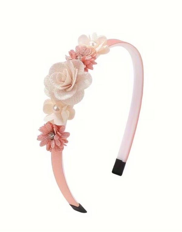 Haarband luxe bloem roze
