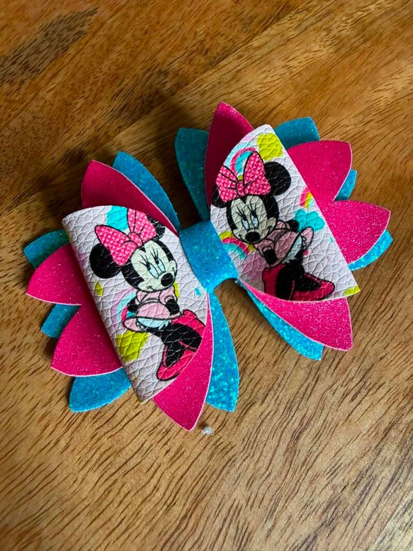Haarstrik minnie roze blauw