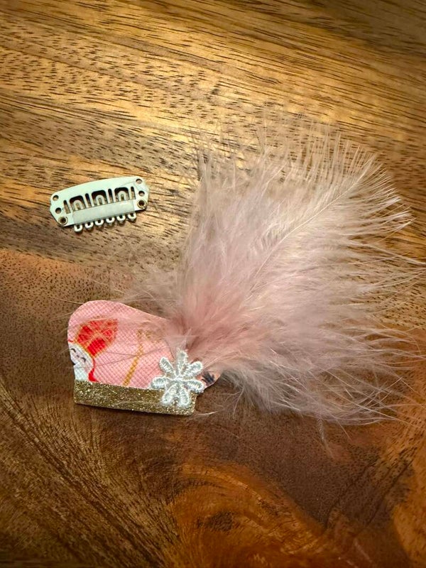 Pietenmuts anti-slip speldje roze veer