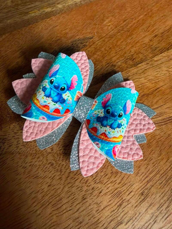 Haarstrik stitch roze glitter