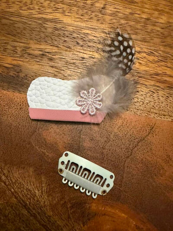 Pietenmuts anti-slip speldje wit roze