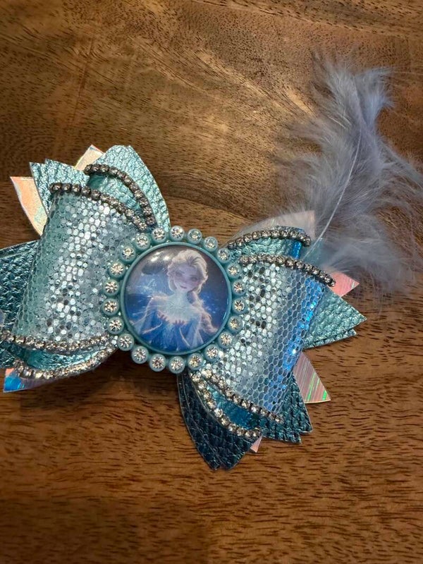 Luxe haarstrik glitter blauw elza