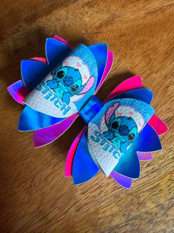 Haarstrik stitch d. Blauw roze
