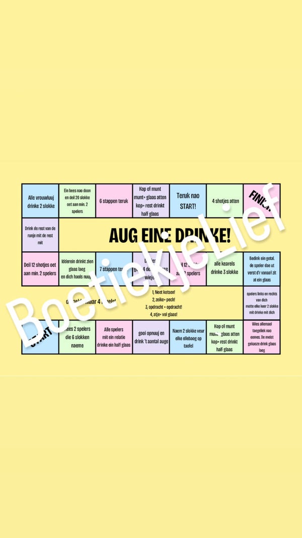 Spelbord Aug eine drinke!