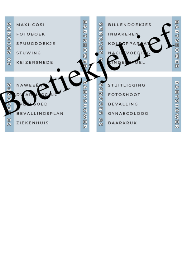 30 seconds babyshower blue