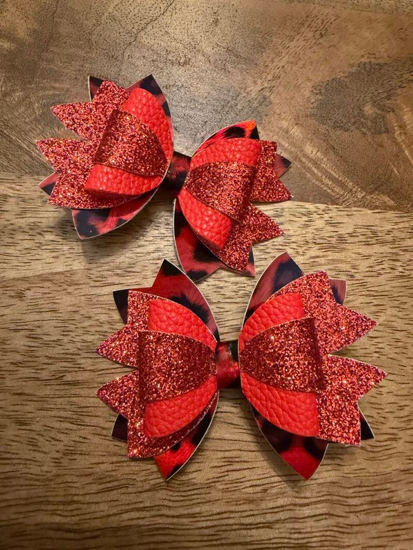 Luxe haarstrik glitter rood