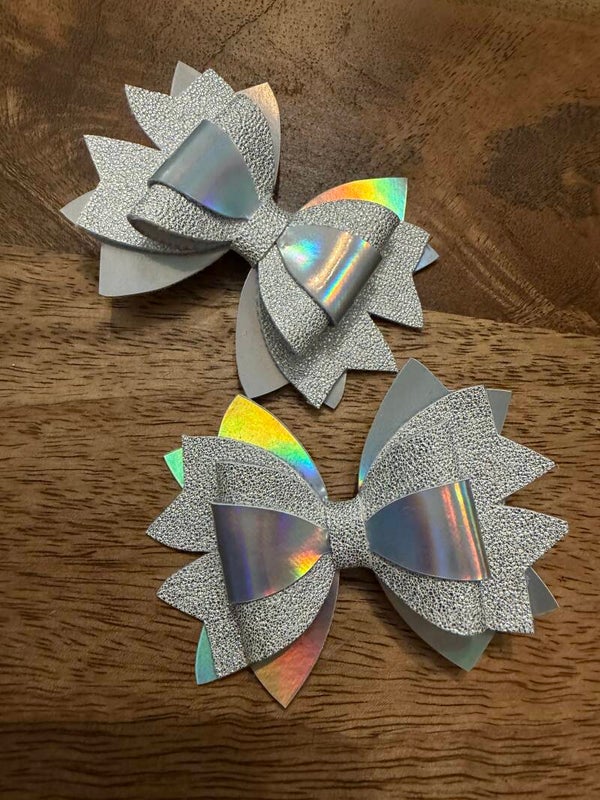 Luxe haarstrik zilver glitter