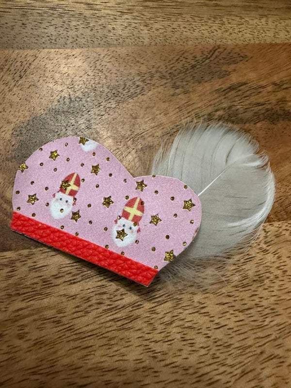 Pieten muts roze witte veer