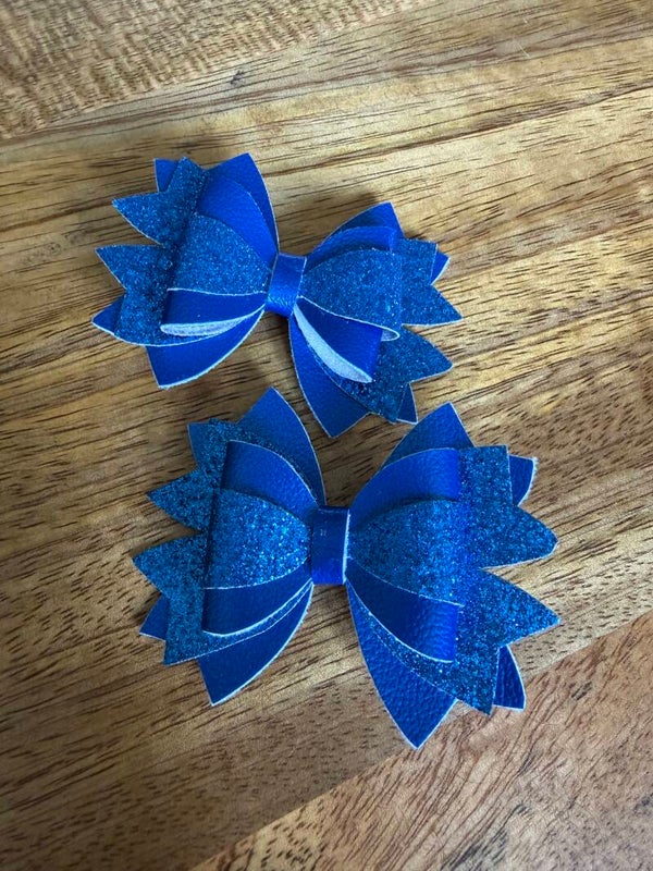 Luxe haarstrik glitter blauw
