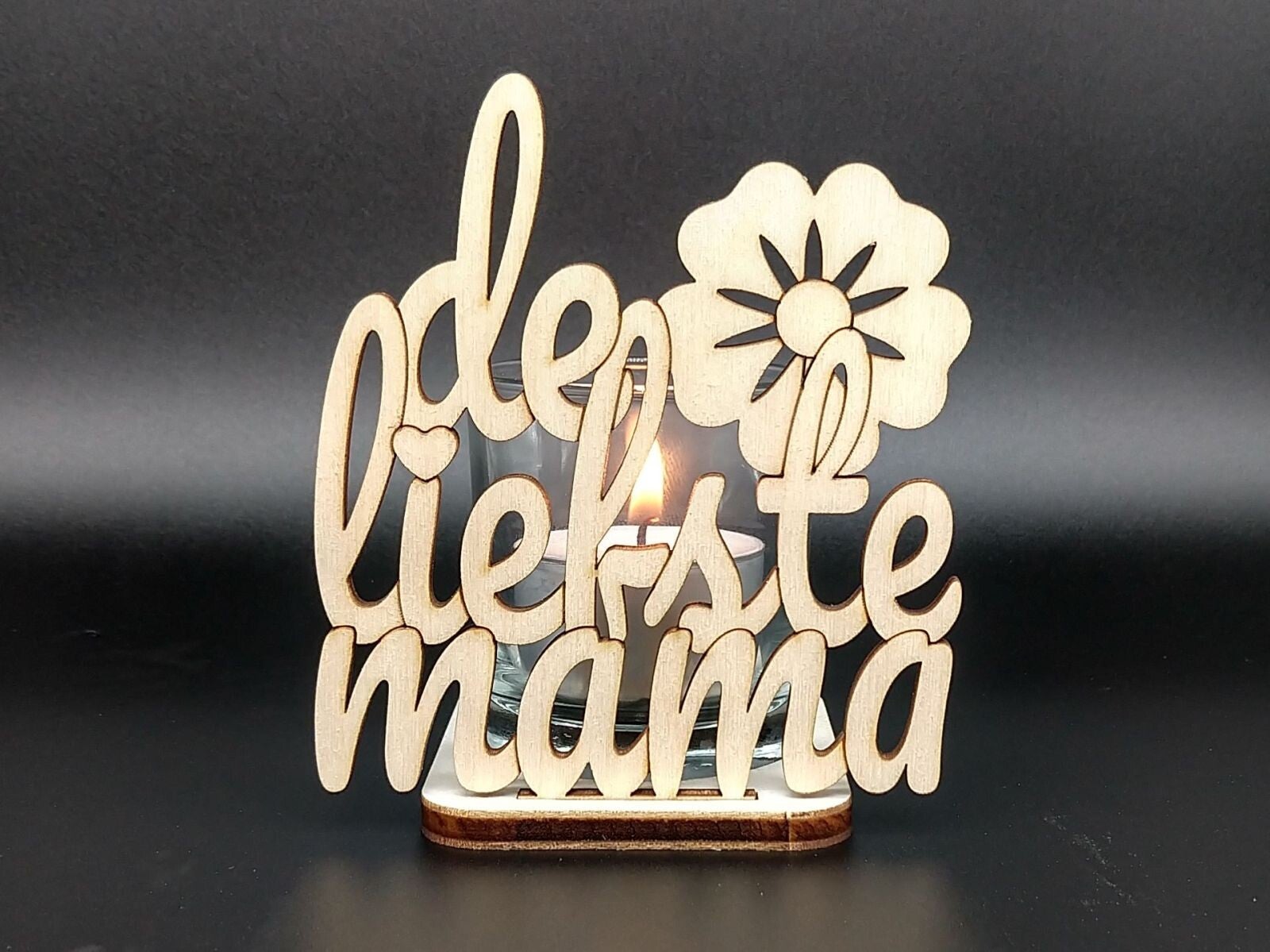 Wooddeco theelicht mama