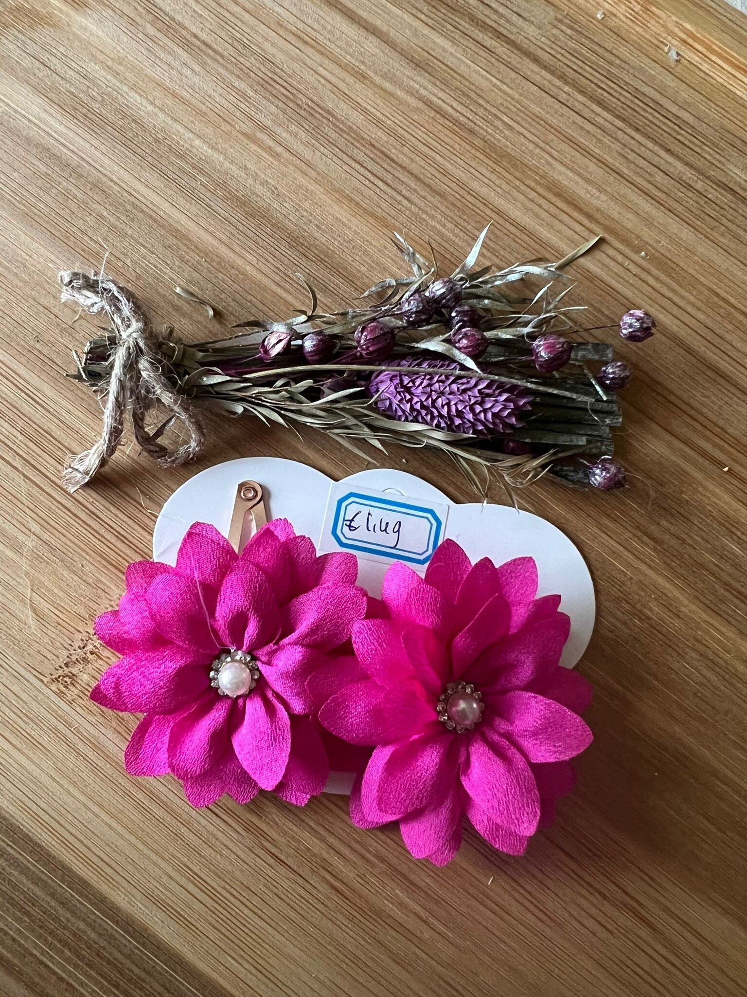 Haarknipjes bloemen met kraal set