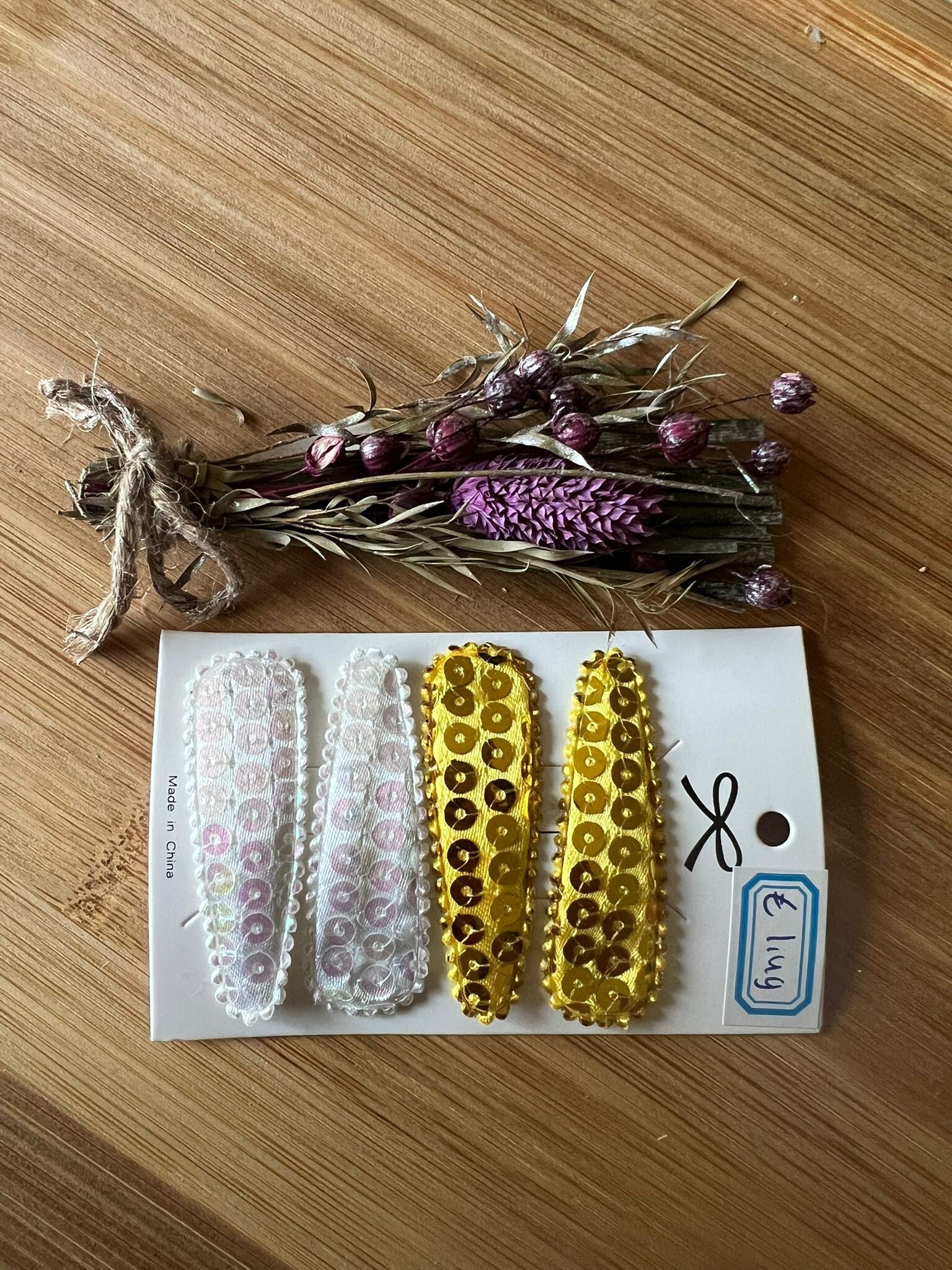 Haarknipjes goud wit paillette