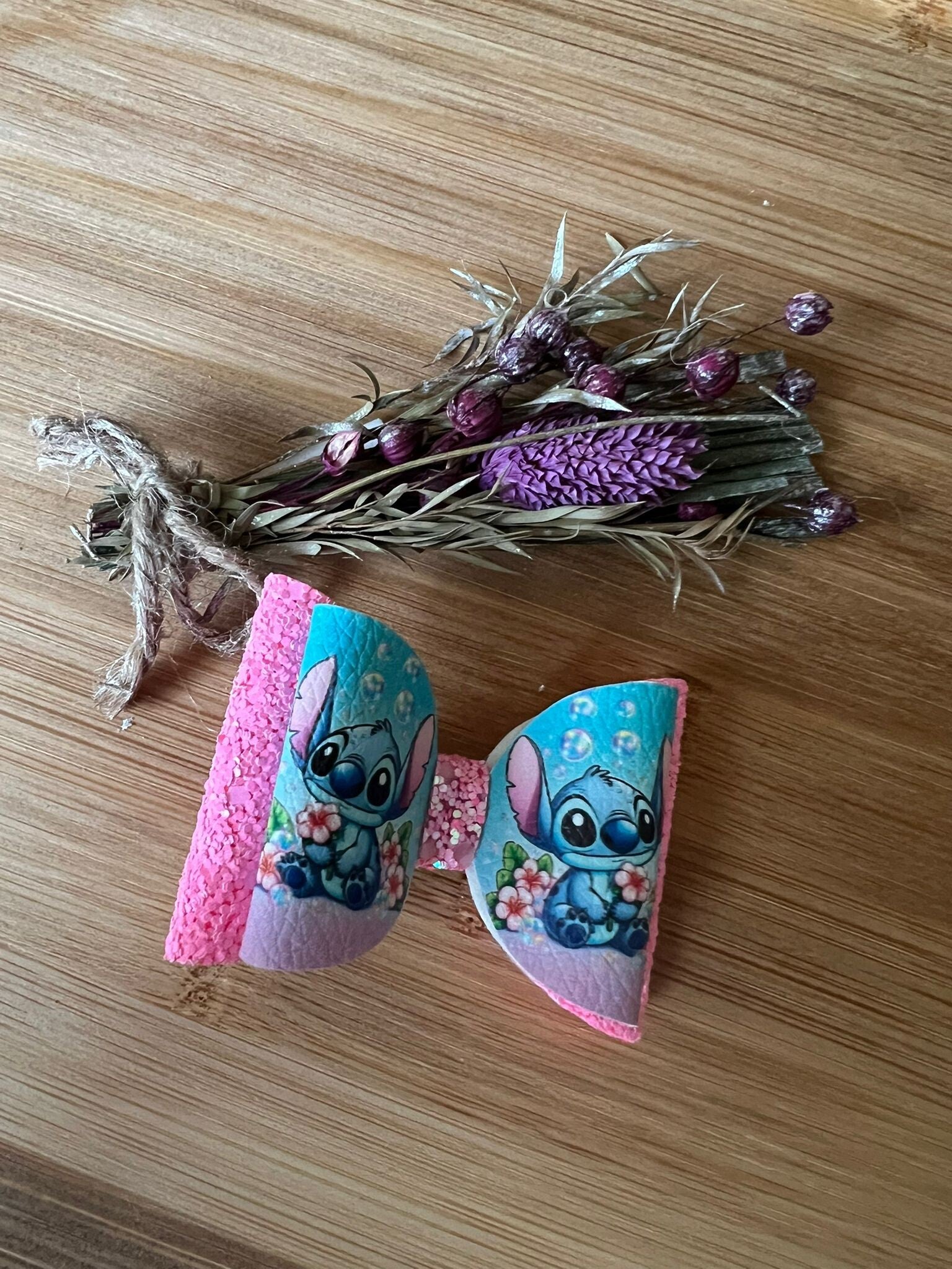 Stitch neon roze glitter