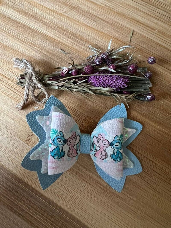 Stitch/ angel glitter wit blauw