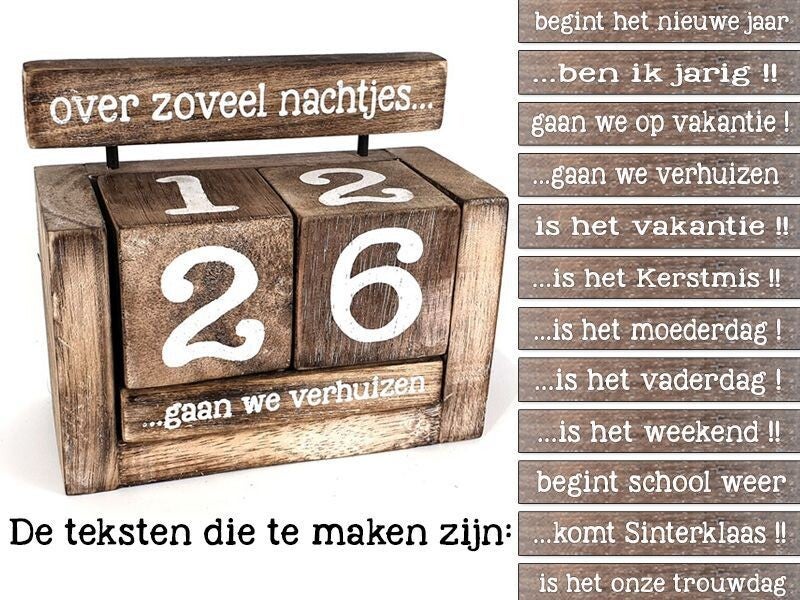 Wooddeco aftel kalender bruin