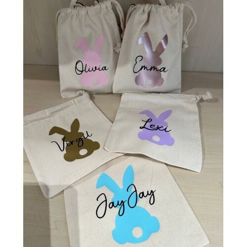 Jute paaszakje met naam