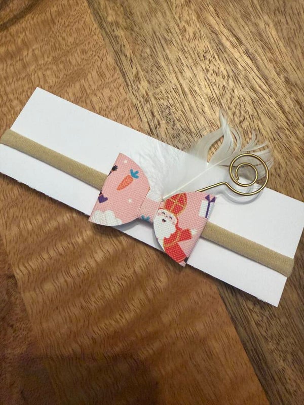 Haarbandje strik roze sint